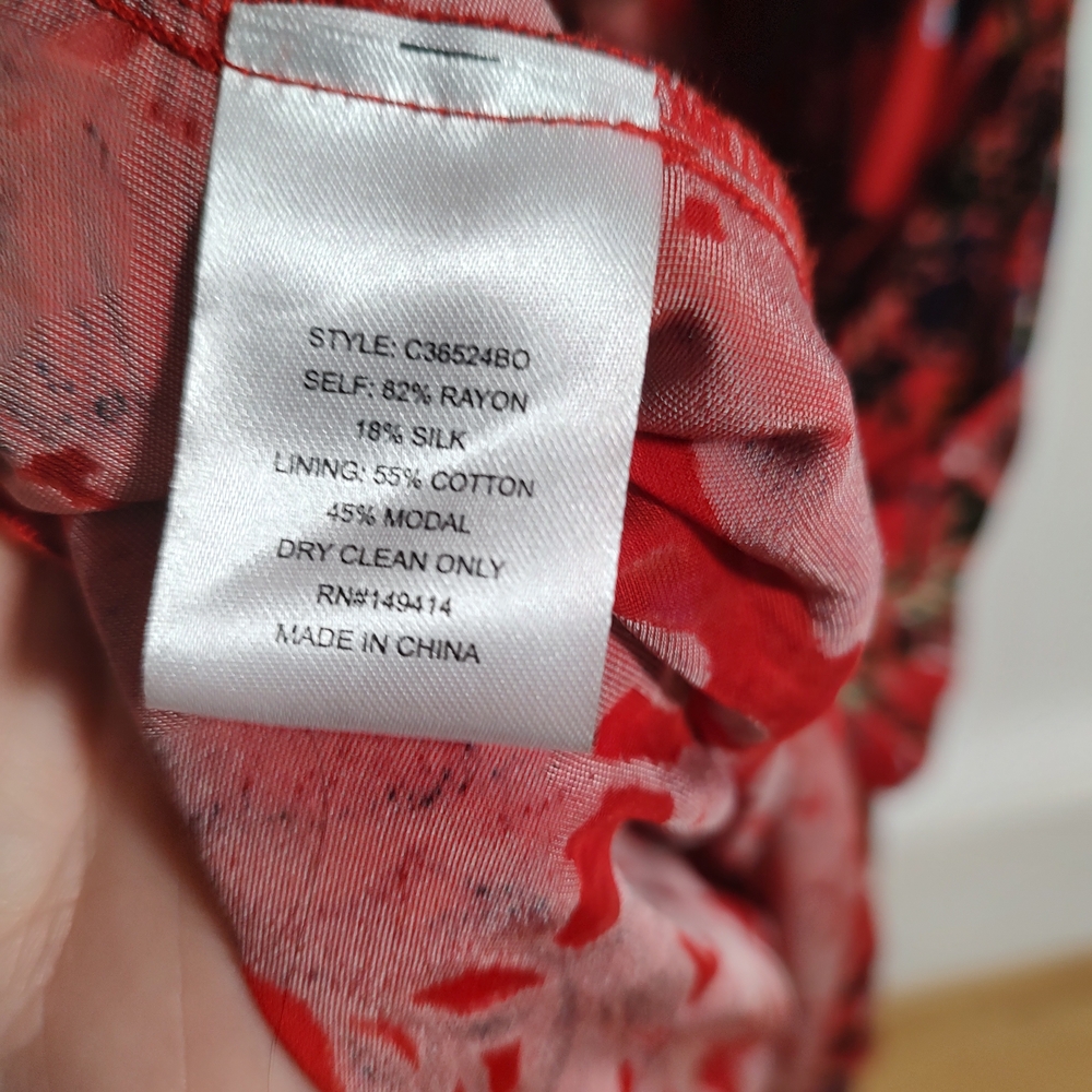Johnny Was Bobcat Forest Dress Silk Blend Red Floral Maxi Medium NWT Boho Luxe - Picture 10 of 11